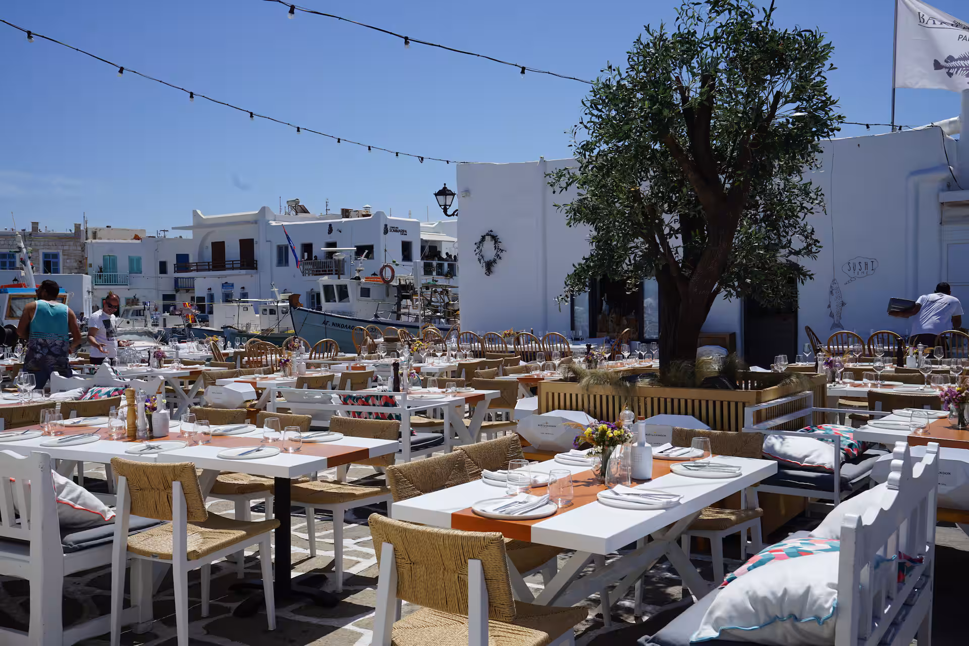 Piso Livadi — traditional harbor and seaside dining